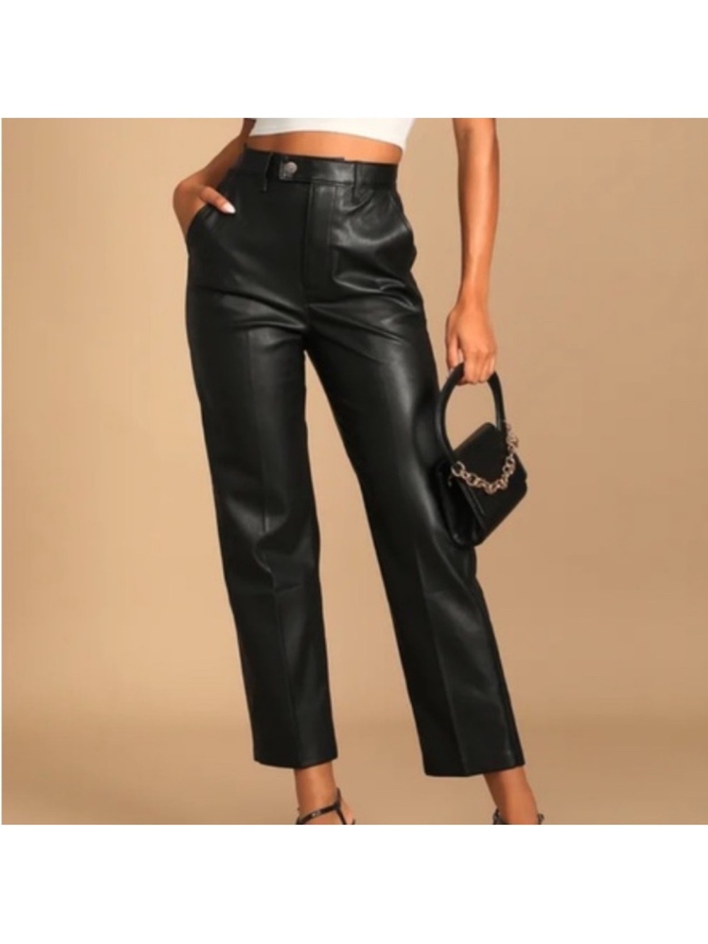 Levi's Black Faux Leather Math Club Slacks Pants Size 25 NWOT!